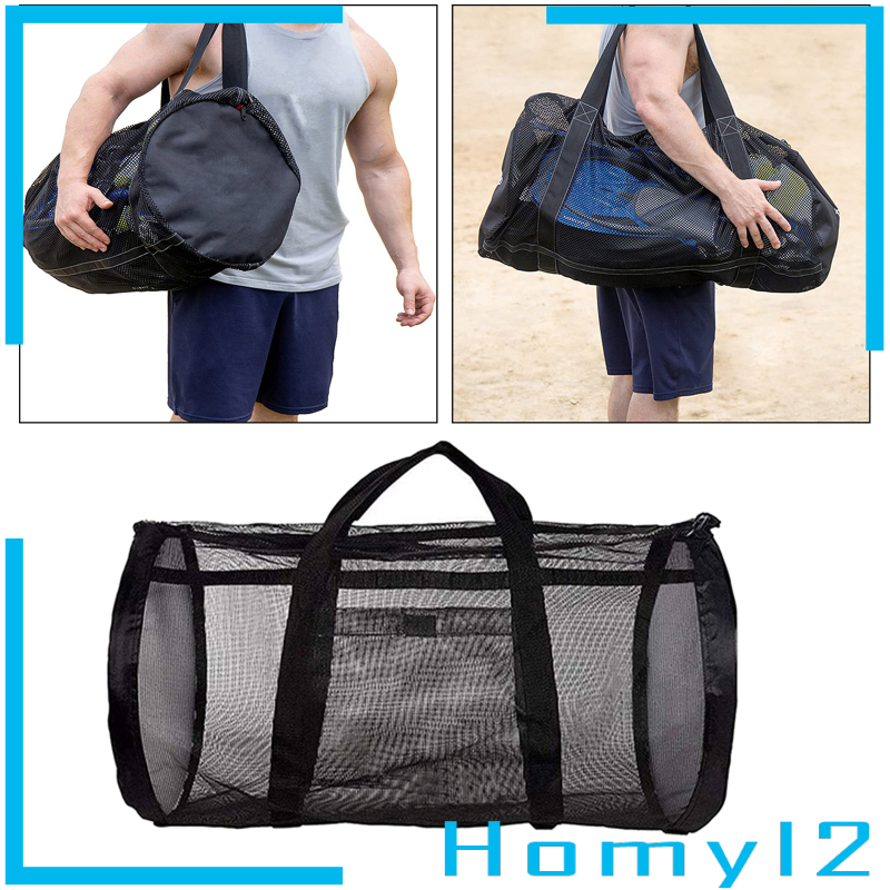 [HOMYL2]Black Mesh Beach Bag and Totes Extra Large Beach Bag with Zipper Oversized Big Beach Storage Bag for Towels Beach Toys Family Pool Trip Home Organizer