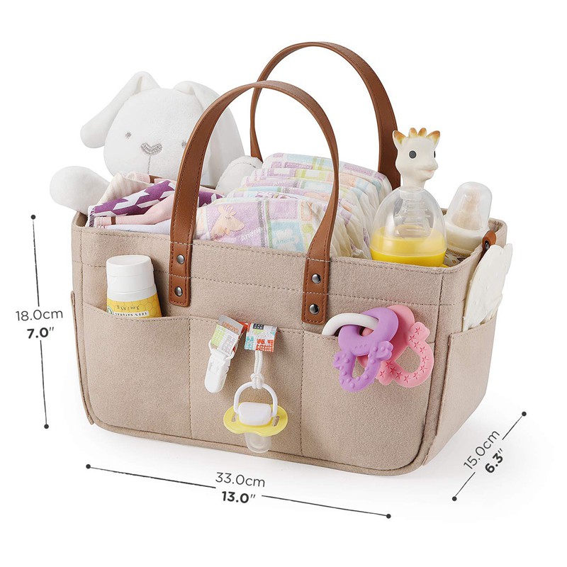 Diaper Caddy Organizer - Baby Shower Portable Nursery Bin Car Storage Basket for Toys