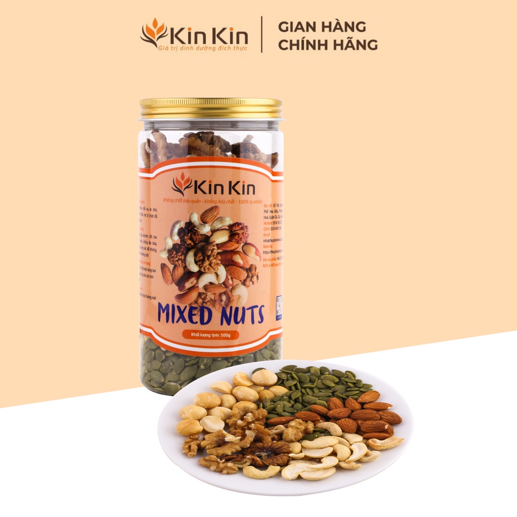 Mix hạt dinh dưỡng sấy chín nguyên vị 5 loại hạt KinKin - Bổ sung dinh dưỡng, tốt cho bà bầu, chế độ ăn kiêng eat clean