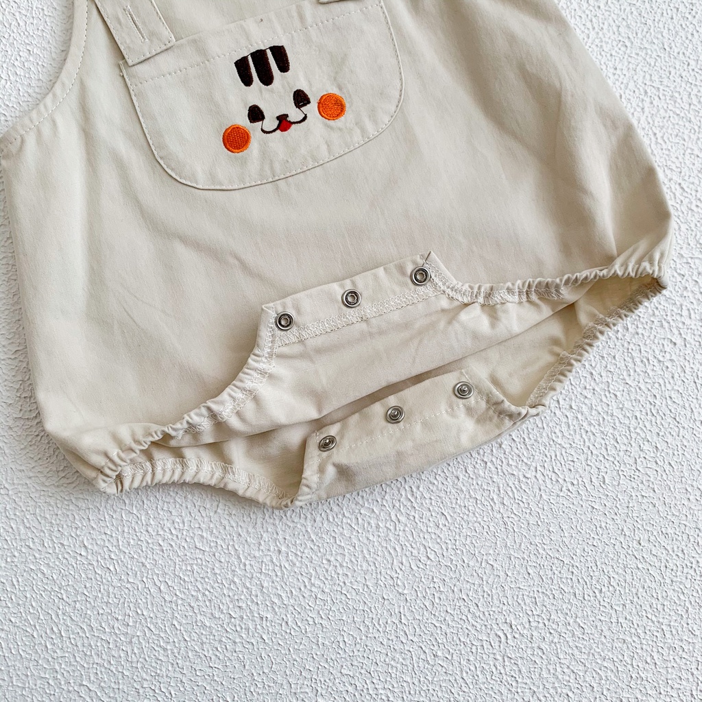 Bộ Áo Liền Quần Hai Dây + Mũ Kiểu Hoạt Hình Đáng Yêu Cho Bé