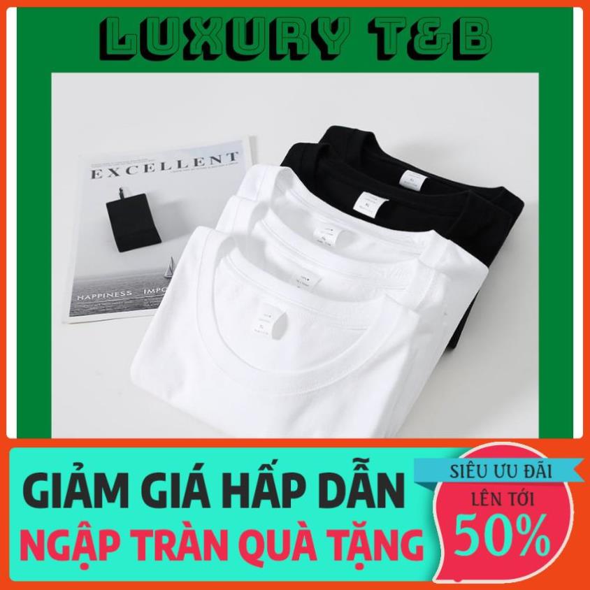 Áo Thun Phông Nam Nữ Trơn Trắng Đen Cao Cấp Cổ Tròn Unisex Đẹp Vải Thun Lạnh Dày Không Phai Màu Sùi Chỉ new