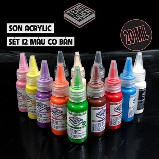  12 Màu Cơ Bản - 11 Màu Nâng Cao Sơn Mô Hình Gốc Nước Acrylic - Sơn AirBrush - Dung Tích Lọ 20 MIL 