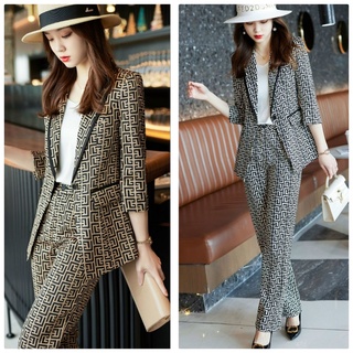 Set bộ vest công sở họa tiết sang trọng kèm áo trong