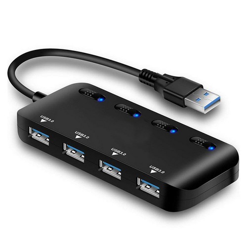 Hub chia cổng usb 3.0 Ultra Slim có công tắc (4 cổng) - Bộ chia cổng USB 1 ra 4, USB 3.0, thiết bị chia cổng usb 3.0, hu