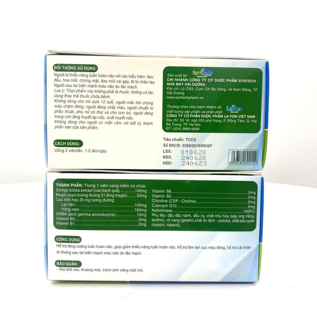 Viên uống tuần hoàn não Fons Brain Citicoline tan cục máu đông, ngừa tai biến dạng vỉ 100 viên tiện dụng
