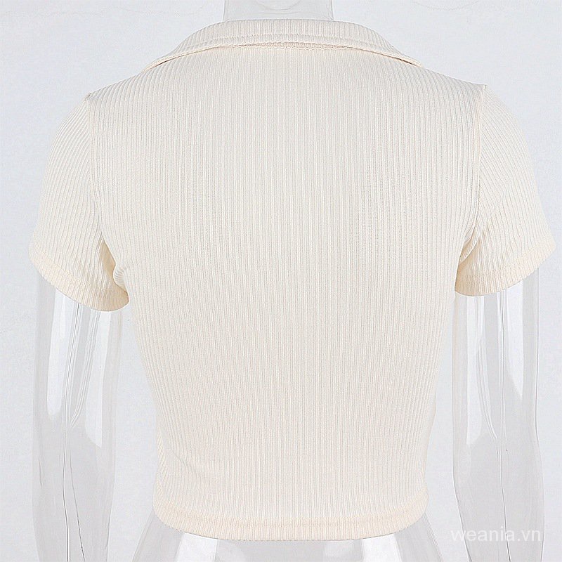 Áo Thun Tay Ngắn Màu Trơn Thiết Kế Quyến Rũ