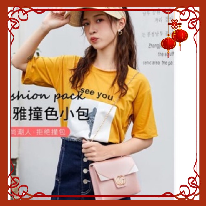 [XẢ] Túi đeo chéo mix viền xinh xắn