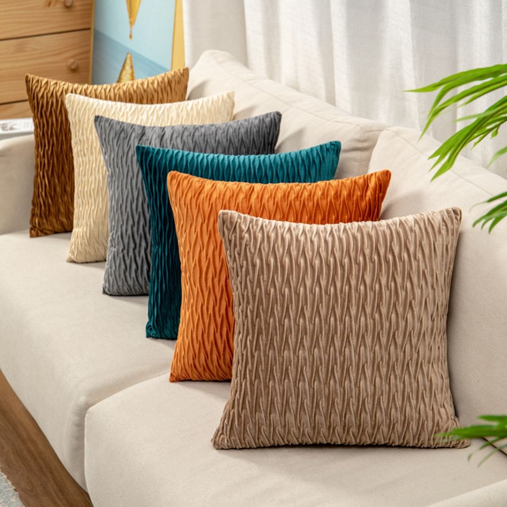 Vỏ gối tựa ghế sofa vải nhung màu trơn trang trí phòng khách