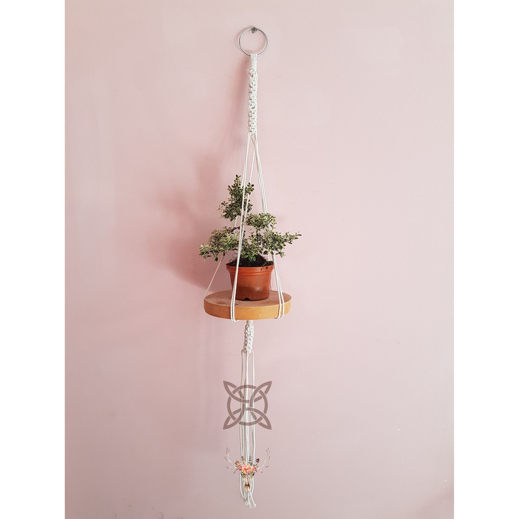 Mành dây macrame treo chậu cây