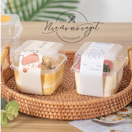 Hộp Nhựa Vuông Nắp Cao Đựng Tiramisu, Mousse ~ XY585