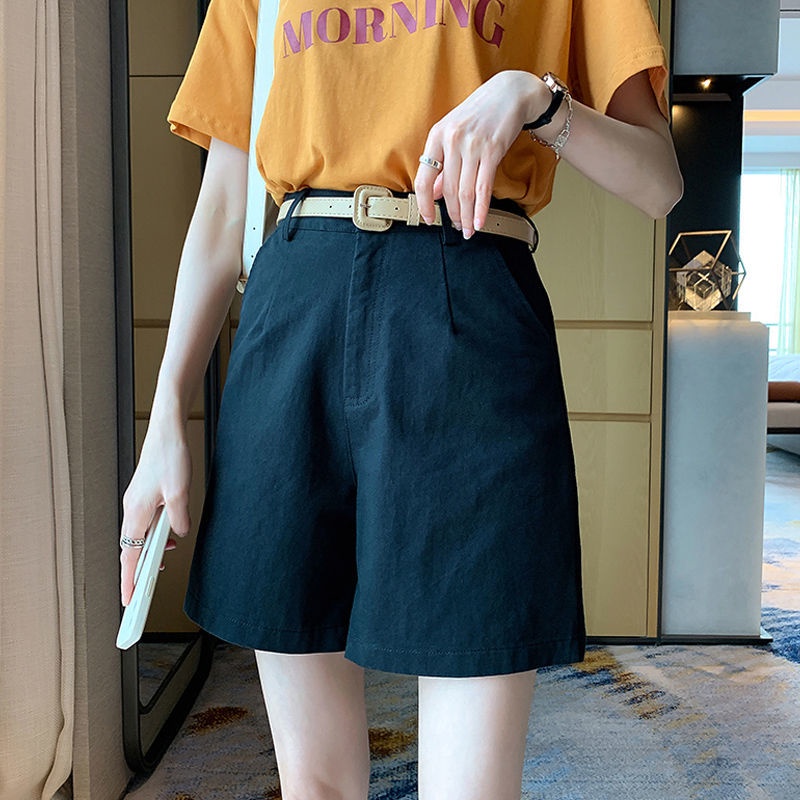 Quần short IELGY lưng cao dáng chữ A ống rộng phong cách Anh Quốc thời trang mùa hè cho nữ