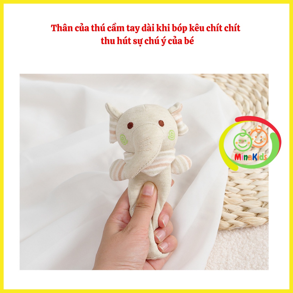 Thú Nhồi Bông Lục Lạc Xúc Xắc Cầm Tay Đồ Chơi Cho Bé Sơ Sinh MamiBeby 100% Cotton Organic An Toàn Cho Bé TCT21