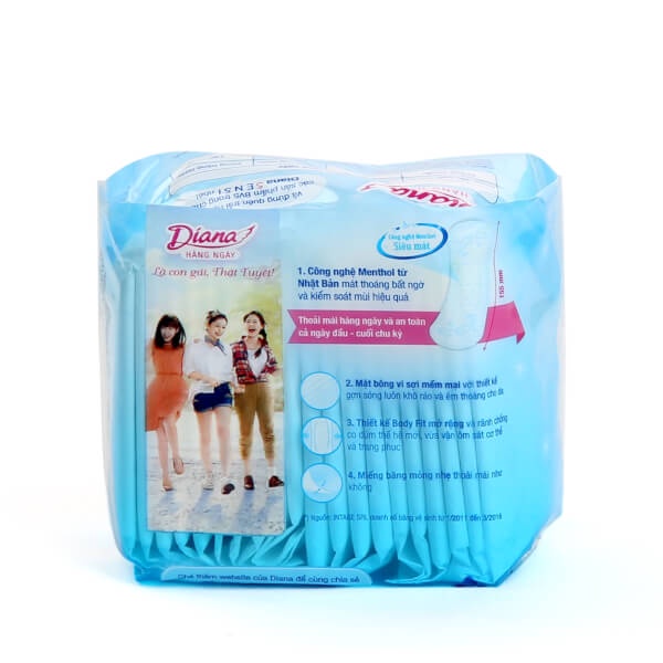 Combo 3 bịch Băng vệ sinh Diana Sensi Cool Fresh dùng hàng ngày gói 20 miếng