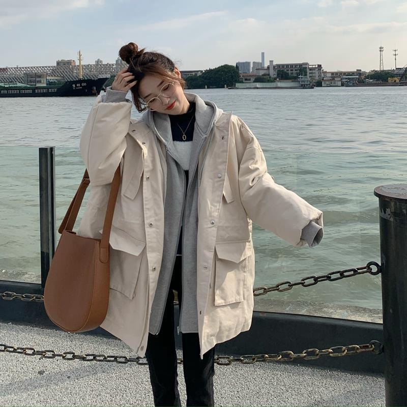 Caring Korean Style Thickened Assorted Colors Cotton-Padded Clothes Female Students Mid-Length Winter Grab New All-Matching Loose Jacket Coat Fashion