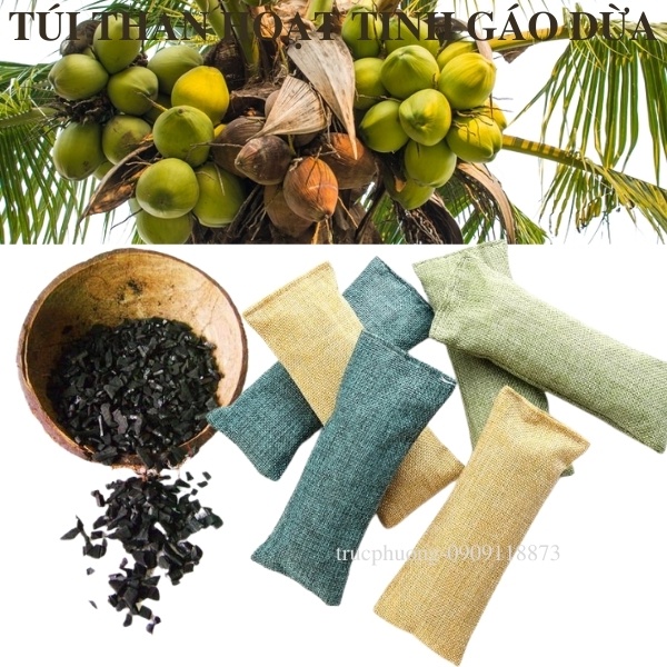 Túi than hoạt tính gáo dừa gói 100 gram khử mùi ô tô, xe hơi, khử mùi nấm mốc, kháng khuẩn, lọc không khí | BigBuy360 - bigbuy360.vn