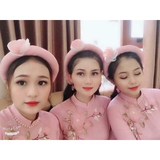 SÉT ÁO DÀI HỒNG VỎ ĐỖ 3 MÓN Y HÌNH.