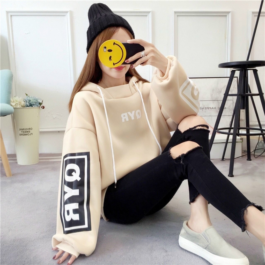 Áo Hoodie Nón Chui Trùm Đầu Nữ Nam Unisex Chất Vải Nỉ Poly Nam Nữ, Qyr