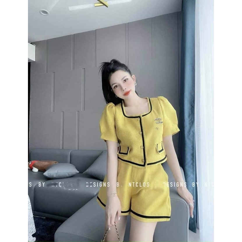 Sét bộ đồ nữ họa tiết viên đi cổ vuông 4 màu tôn dáng trẻ trung sang trọng thanh lịch siêu xinh