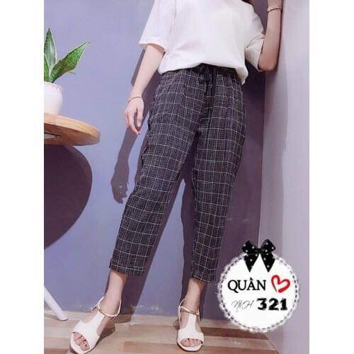 QUẦN BAGGY CARO SỌC KẺ ,QUẦN CARO NỮ ,QUẦN 9 TẤC VÃI MỀM MỊN THOÁNG MÁT , THỜI TRAG HOT HIÊN NAY