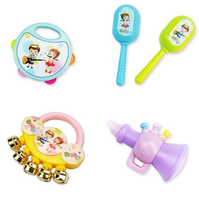 Đồ CHơi Giaó Dục Đầu Đời Túi Xúc Xắc 5 Món Bằng Nhựa An Toàn