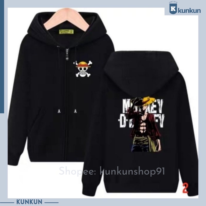 Áo Khoác Đen Luffy - One Piece Mũ Rơm Nam Nữ Đủ Size Cá Tính