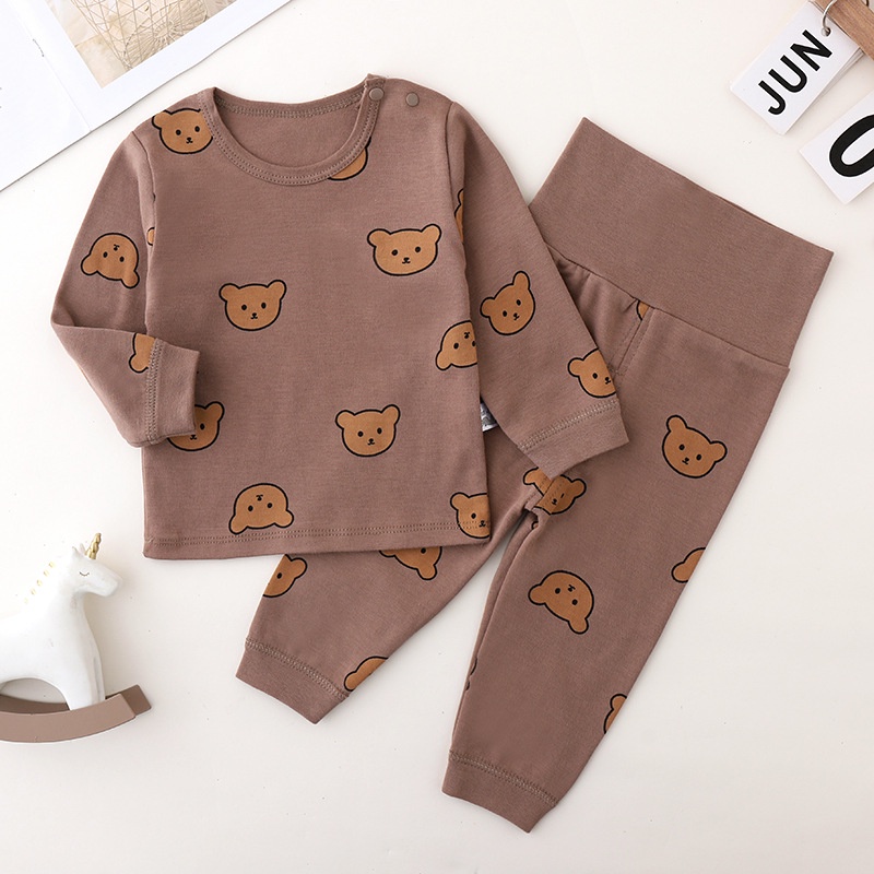 Bộ Đồ Ngủ Áo Tay Dài + Quần Dài Thời Trang Xuân Thu Xinh Xắn Cho Bé