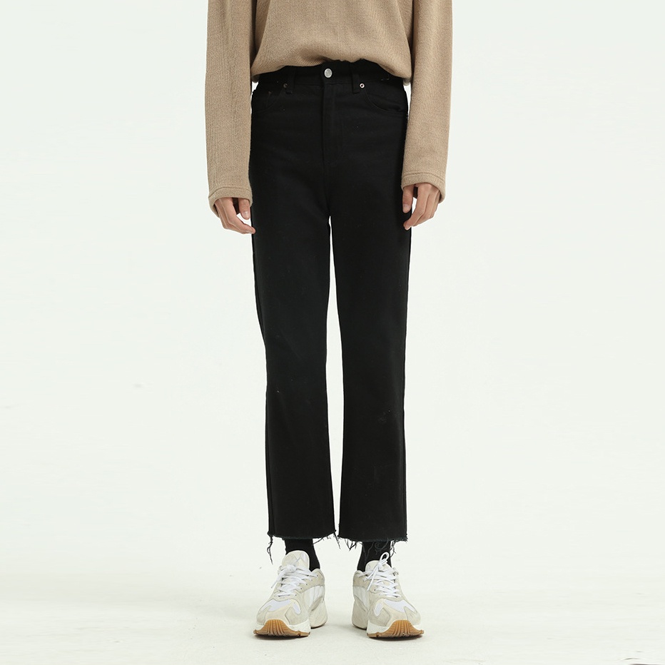 Quần jeans ống đứng JAMS dáng crop pant rách gấu phong cách đường phố
