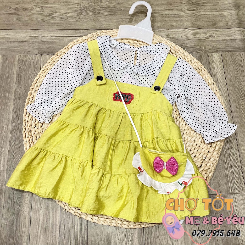 Set áo voan lửng + yếm vải đũi cao cấp kèm túi chéo
