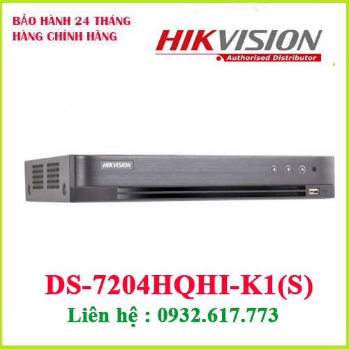 Đầu ghi hình HD-TVI 4 kênh TURBO 4.0 HIKVISION DS-7204HQHI-K1 (S)