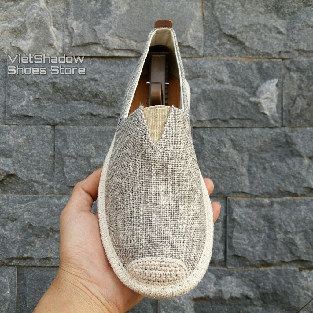 Slip on nam - Giày lười vải nam cao cấp - Vải bố màu rêu xám - Mã SP 2905