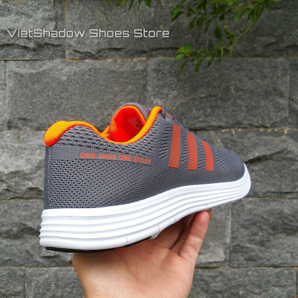 Giày thể thao nam | Sneaker nam thương hiệu Venbu màu ghi/cam - Mã SP: 25-ghi.cam