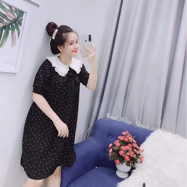 VÁY CHẤM BI CỔ BÈO