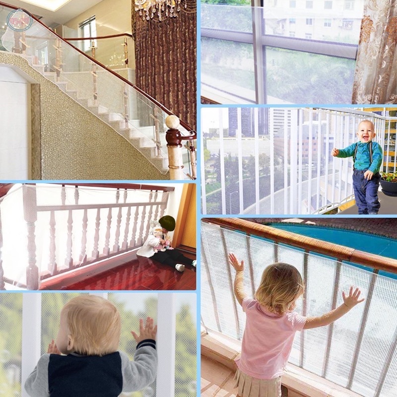 Lưới chắn cầu thang , chắn ban công an toàn cao cấp bảo vệ bé [ Lưới polyester dày ]