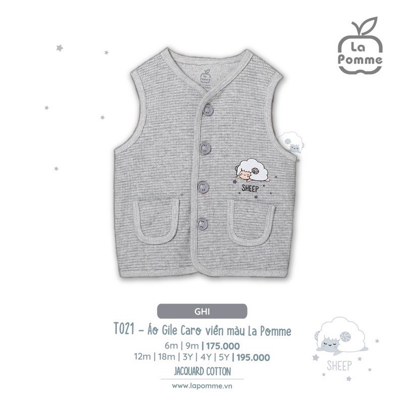 TL021 Áo Gile caro viền màu La Pomme cho bé