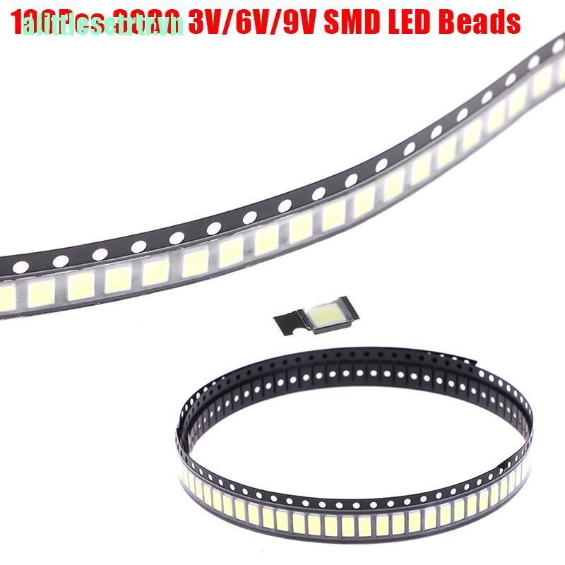 Set 100 Đèn Led 3030 Smd 1w 3v / 6v / 9v Ánh Sáng Trắng Dành Cho Tv