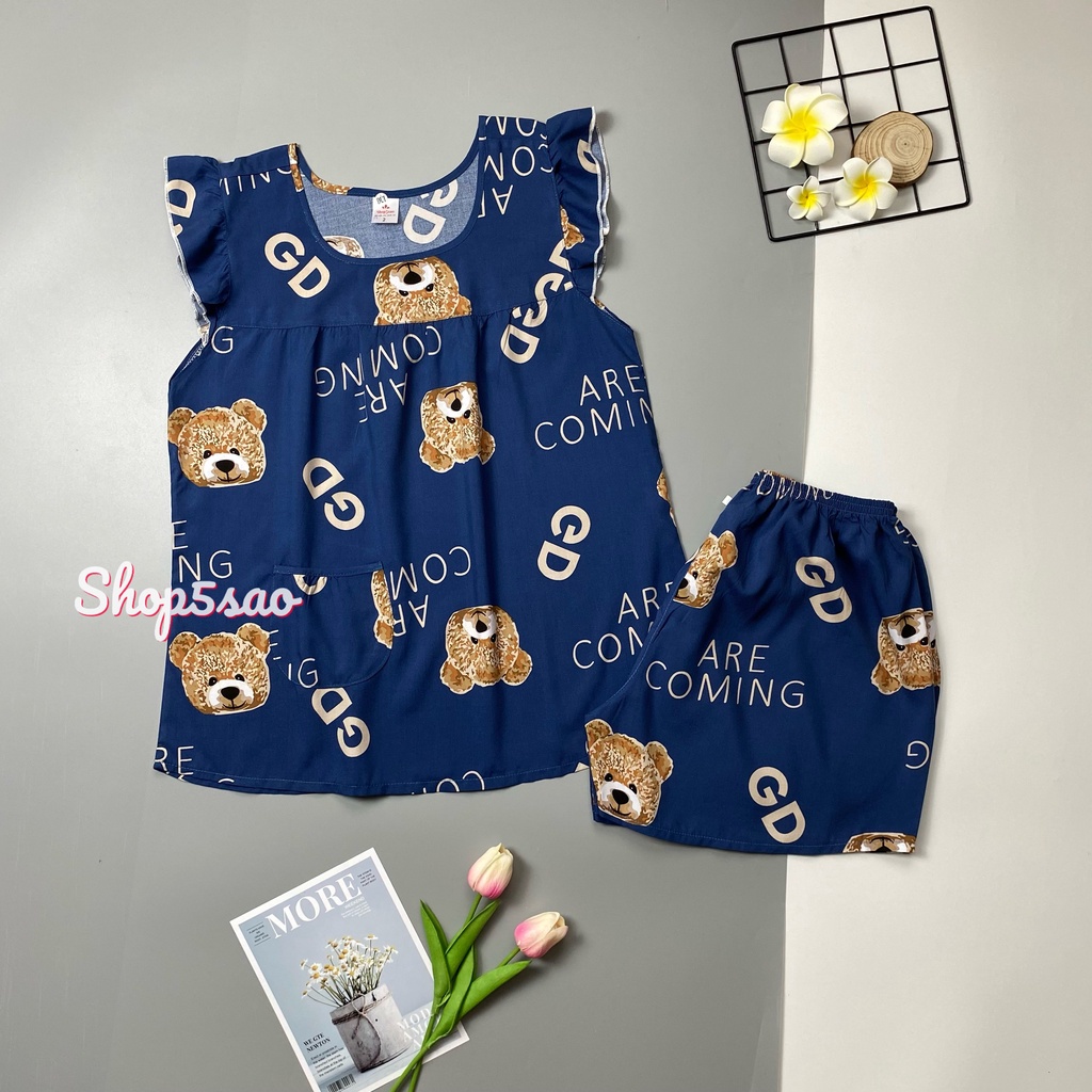 Bộ lanh mặc nhà, đồ bộ tole nữ SHOP5SAO quần đùi áo cánh tiên (48-80kg)