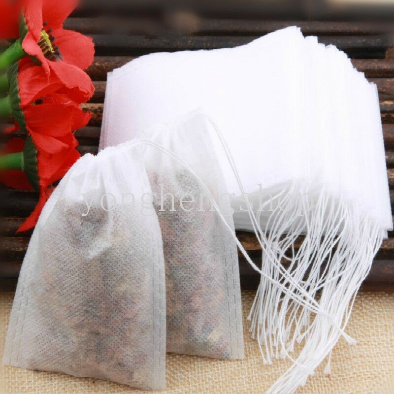 Set 100 Túi Lọc Trà Bằng Vải Không Dệt Có Dây Rút Tiện Dụng