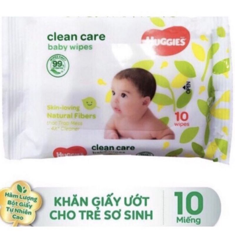 khăn giấy ướt huggies gói 10 tờ cực kỳ tiện dụng và tiết kiệm cho mẹ và bé