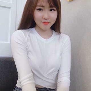 Áo thun gân xoắn eo tay dài ( hình thật 100% )