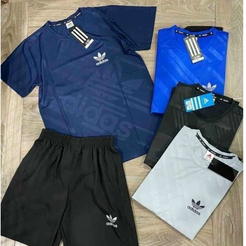Bộ Hè Nam, Bộ Thể Thao Nam Adidas Cộc tay chất liệu thun lạnh mềm mịn