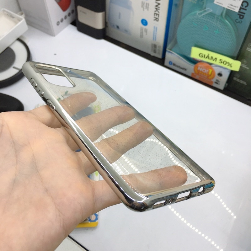 Ốp lưng Samsung A71 Nhựa dẻo Electroplating &amp; Glitter TPU Meetu Silver