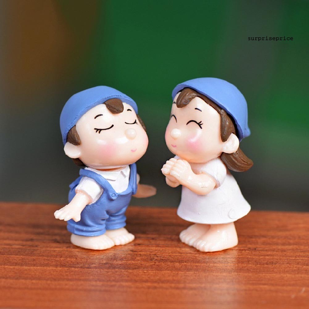 Set 2 Mô Hình Cặp Đôi Bé Trai Và Bé Gái Dễ Thương Trang Trí Sân Vườn