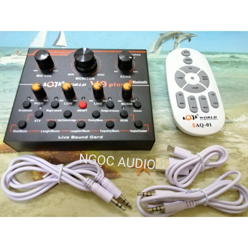 Sound card live stream AQTA V9 plus kết nối Bluetooth 2019