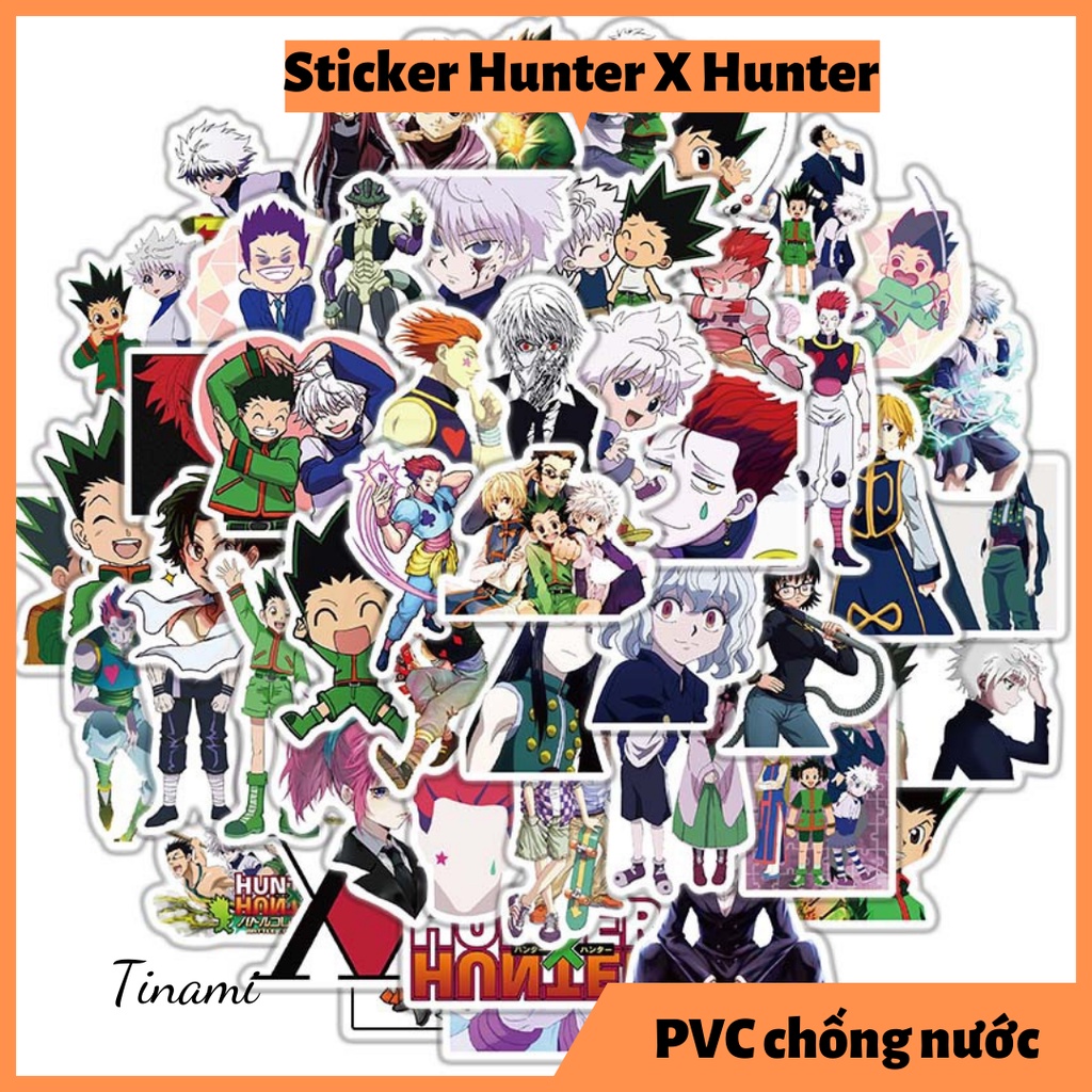 Bộ 50 Sticker Anime Hunter x Hunter Thợ săn Hình dán chống nước bền màu dùng trang trí decor Tinami HUNTER004004