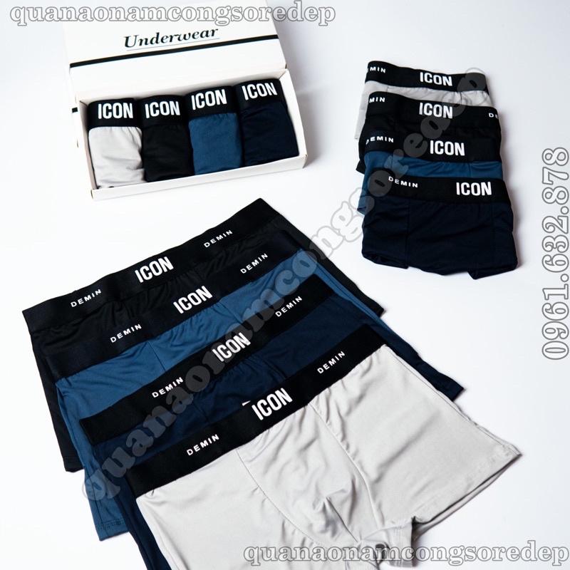 SET 4 , SET 5 quần sịp nam ICON. Quần Lót đùi nam Thun Lạnh ICON Co dãn 4 chiều, Sịp đùi Nam, quần sịp boxer Thun Lạnh