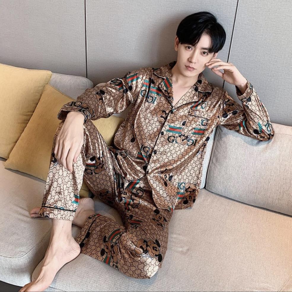 Set đồ ngủ nam PIJAMA lụa cao cấp họa tiết mickey 716 (Hàng quảng châu + có sẵn) new