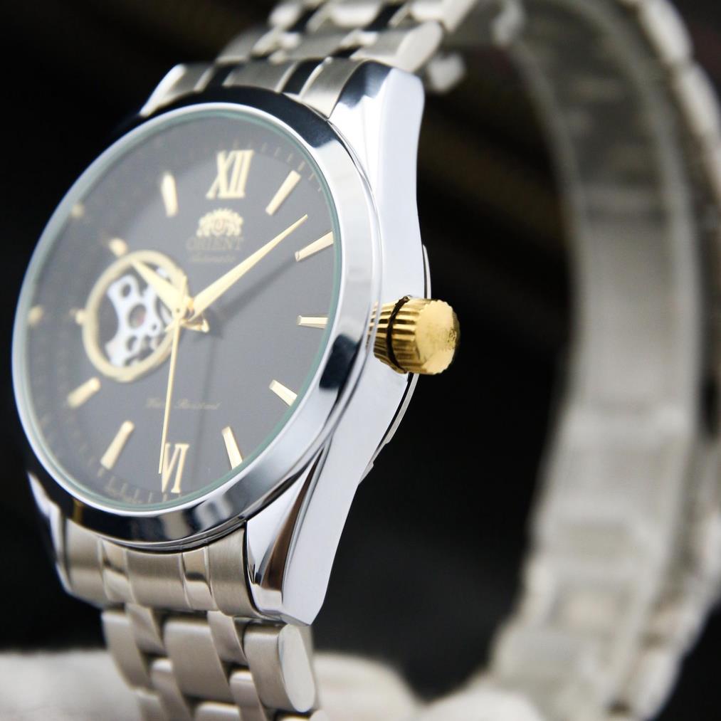 Đồng Hồ - Đồng Hồ Nam Cơ Orient Mặt Đen Lộ Máy - Dây Thép Đúc Đặc - Kiểu Dáng Đẳng Cấp, Mạnh Mẽ - Bảo Hành 12 Tháng