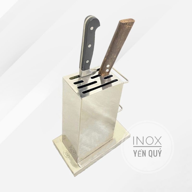 INOX 304 Kệ cắm dao chéo đặt bàn không cần khoan Inox tấm dầy dặn chắc chắn không  han rỉ