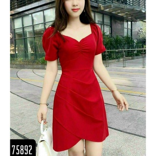 Đầm umi đỏ chữ a cúp ngực xếp ly