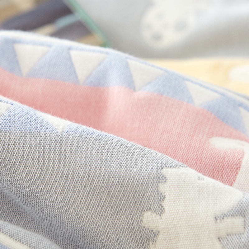 Chăn cho bé 6 lớp cotton muslin họa tiết 2 mặt, mền đắp mùa hè thu, mang đi học đi du lịch